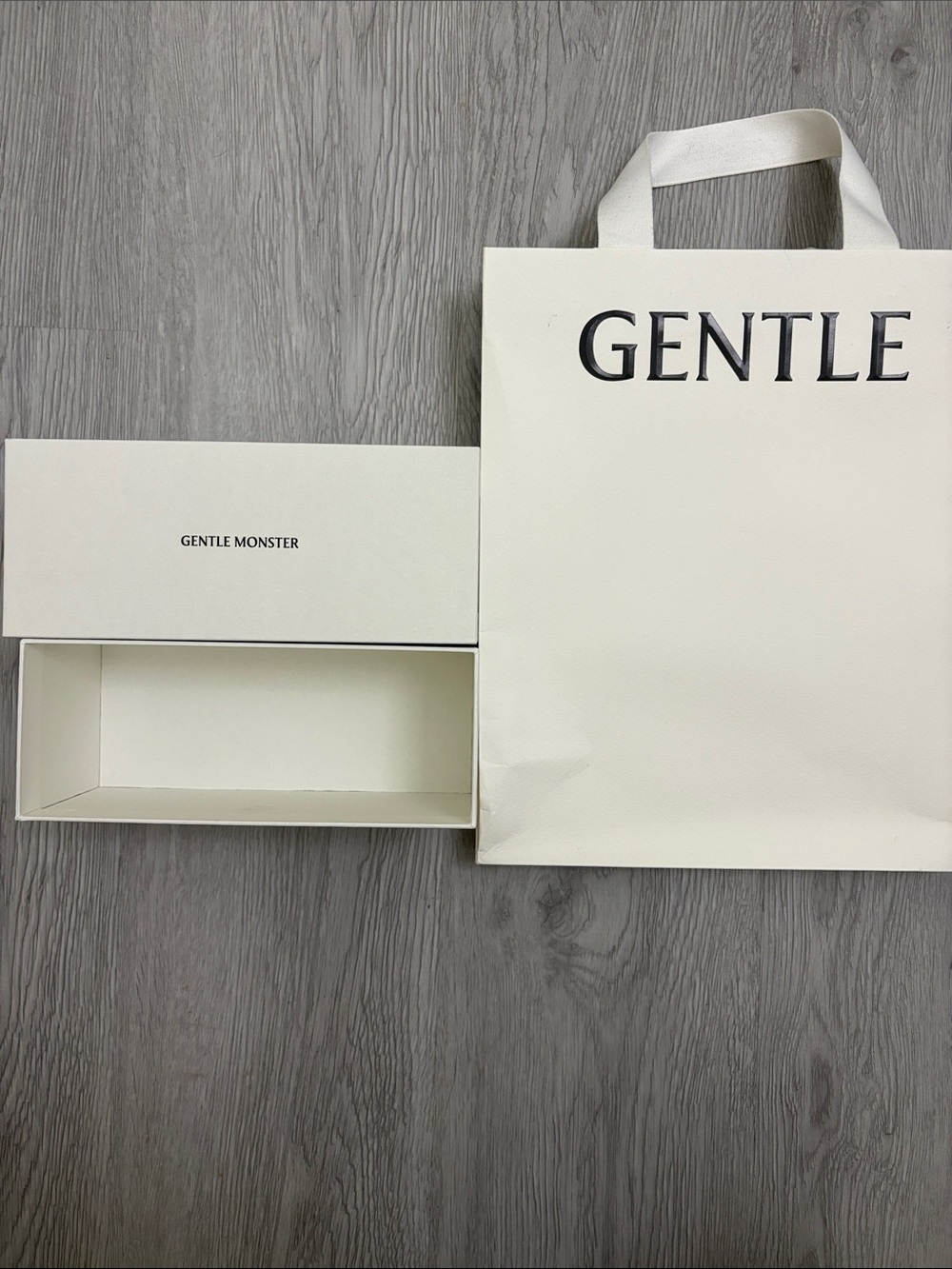 GENTLE MONSTER Cream Branded Bag and Box Set